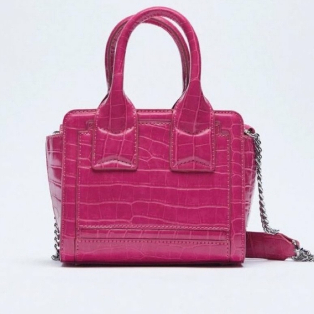 Zara Animal Print Mini City Bag Fuchsia